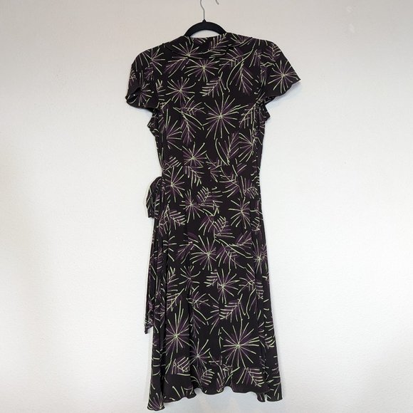 Loco Lindo Vintage Inspired Short Sleeve Wrap Midi Dress Brown Size M - Picture 1 of 8
